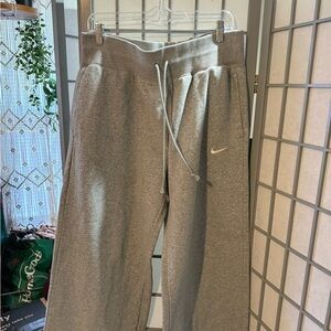 Nike Heather Gray Wide Leg Sweatpants with White Swoosh